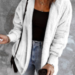 Open Front Hooded Faux Fur Outwear with Pockets - All Mine Now Clothing