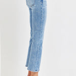 RISEN Full Size Low Rise Crop Slim Straight Jeans Trendsi