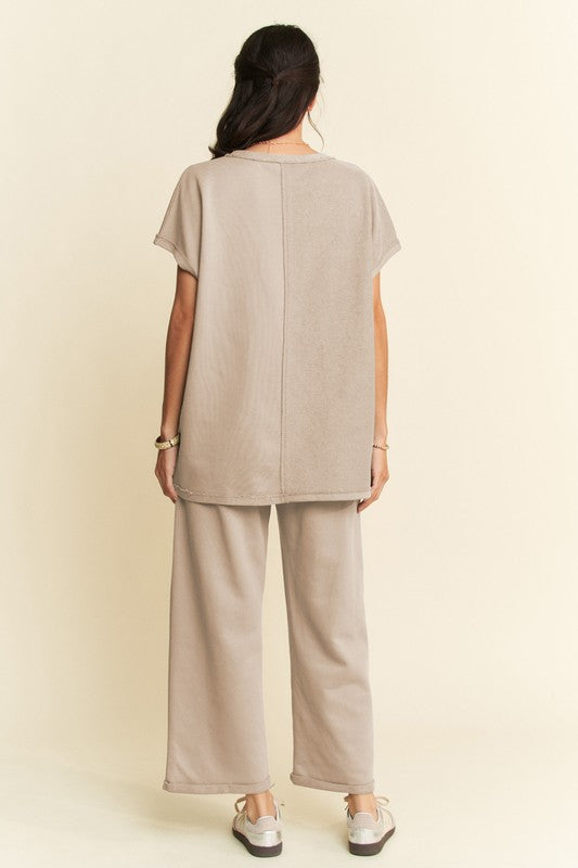 Davi & Dani Round Neck Short Sleeve Top and Pants Set - All Mine Now Clothing