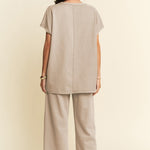 Davi & Dani Round Neck Short Sleeve Top and Pants Set - All Mine Now Clothing