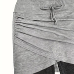 Drawstring Fake Two Pieces Active Leggings with Ruched Skirt - All Mine Now Clothing