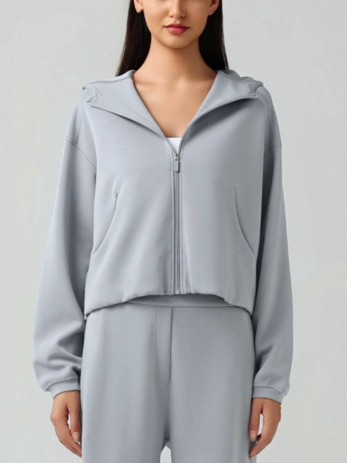 Millennia Zip Up Dropped Shouder Active Hooded - All Mine Now Clothing