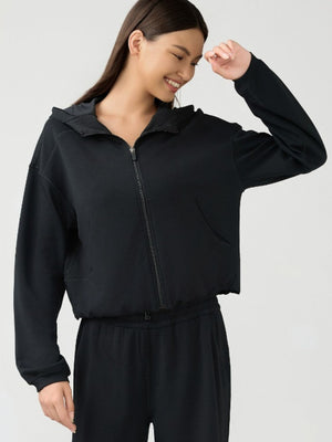 Millennia Zip Up Dropped Shouder Active Hooded - All Mine Now Clothing