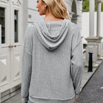 Ribbed Drawstring Long Sleeve Hoodie - All Mine Now Clothing