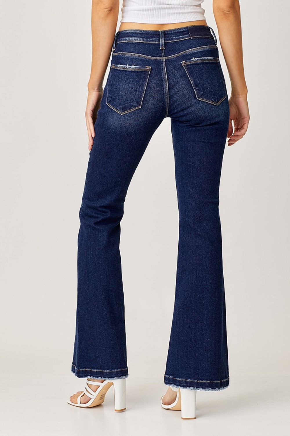 RISEN Full Size Low Rise Flare Jeans Trendsi