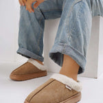 Furry Round Toe Platform Slippers