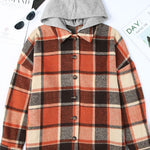 Plaid Button Up Hooded Shacket - All Mine Now Clothing