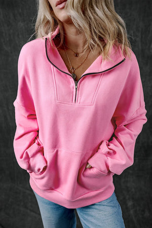 Half Zip Long Sleeve Sweatshirt - All Mine Now Clothing