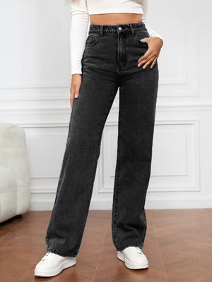 High Waist Straight Jeans - All Mine Now Clothing