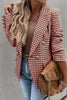 Houndstooth Collared Neck Double-Breasted Blazer Trendsi