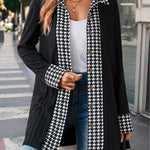 Houndstooth Button Up Long Sleeve Cardigan - All Mine Now Clothing