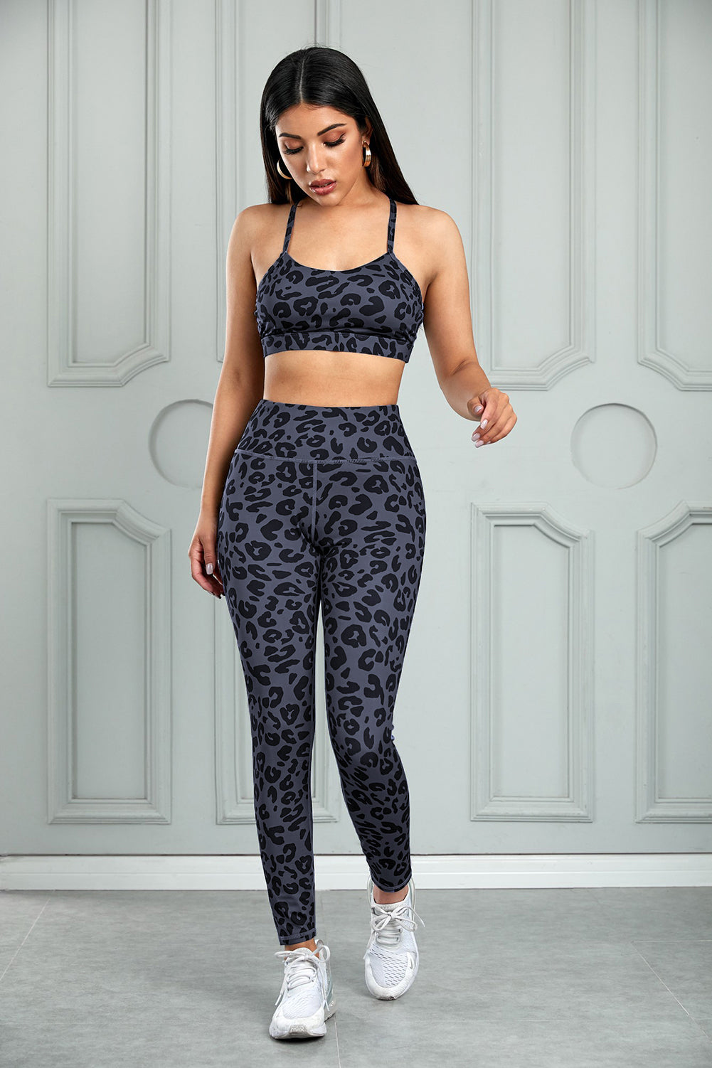 Leopard Cutout Sports Bra and Leggings Set - All Mine Now Clothing