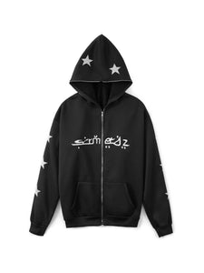 Men's Star Embroidery Zip Up Hoodie