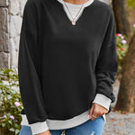 Lovelet Contrast Round Neck Long Sleeve Sweatshirt - All Mine Now Clothing