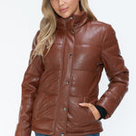 YMI Pocketed Zip Up Turtleneck Puffer Jacket - All Mine Now Clothing