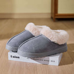 Faux Fur Round Toe Platform Slippers