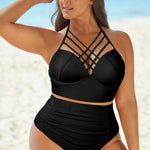 Full Size Halter Neck Crisscross Ruched Two-Piece Swimsuit - All Mine Now Clothing