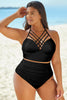 Full Size Halter Neck Crisscross Ruched Two-Piece Swimsuit - All Mine Now Clothing