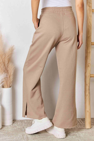 RISEN Wide Waistband Slit Wide Leg Pants - All Mine Now Clothing