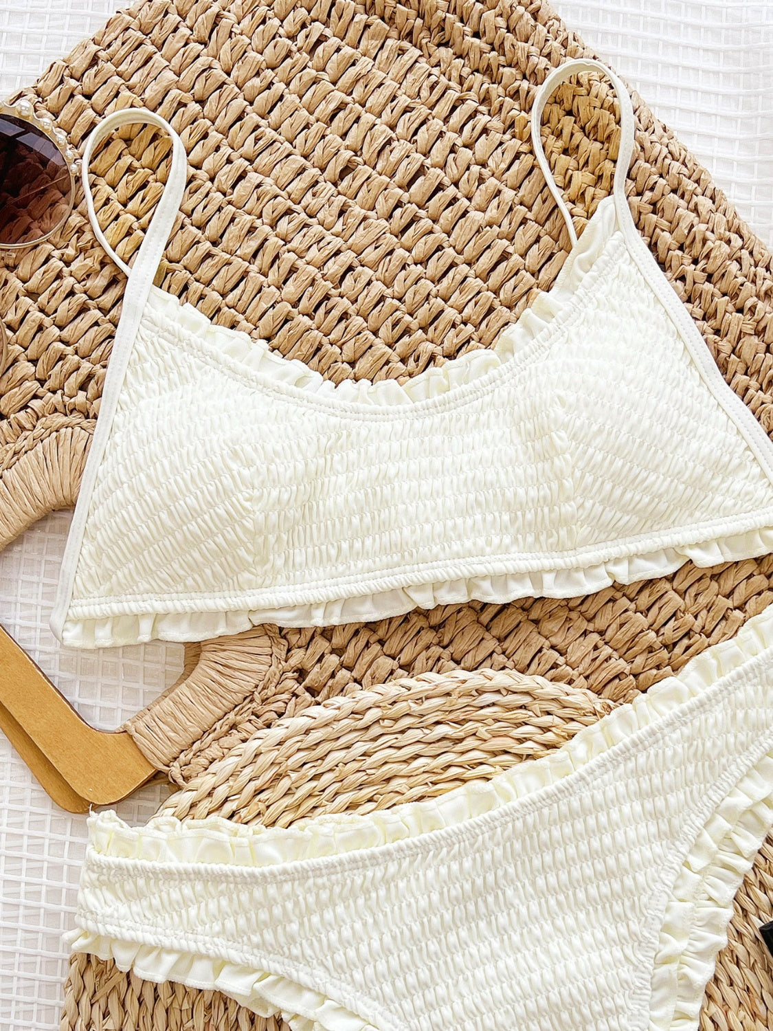 Frill Textured Spaghetti Strap Two-Piece Swim Set - All Mine Now Clothing