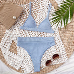 Spaghetti Strap Ribbed Bikini Set - All Mine Now Clothing