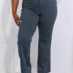 Judy Blue Cassidy Full Size High Waisted Tummy Control Striped Straight Jeans Trendsi