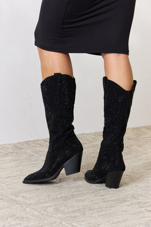 Forever Link Rhinestone Knee High Cowboy Boots - All Mine Now Clothing