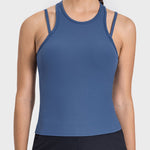 Millennia Cutout Round Neck Racerback Active Tank - All Mine Now Clothing