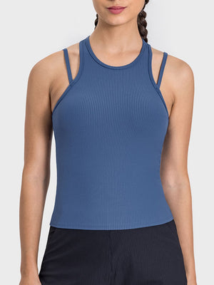 Millennia Cutout Round Neck Racerback Active Tank - All Mine Now Clothing