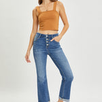 RISEN Full Size Button Fly Cropped Bootcut Jeans Trendsi