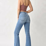 RISEN High Rise Frayed Hem Bootcut Jeans Trendsi