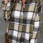 Plaid Button Up Hooded Shacket - All Mine Now Clothing