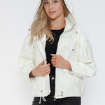 How Dare U Drawstring Hem PU Leather Zip Up Jacket - All Mine Now Clothing