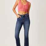 Risen Full Size Frayed Hem Cropped Straight Jeans Trendsi