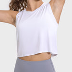 Millennia Drawstring Cutout Round Neck Active Tank - All Mine Now Clothing