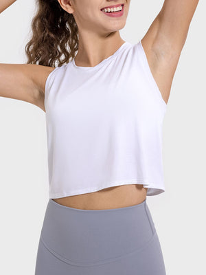 Millennia Drawstring Cutout Round Neck Active Tank - All Mine Now Clothing