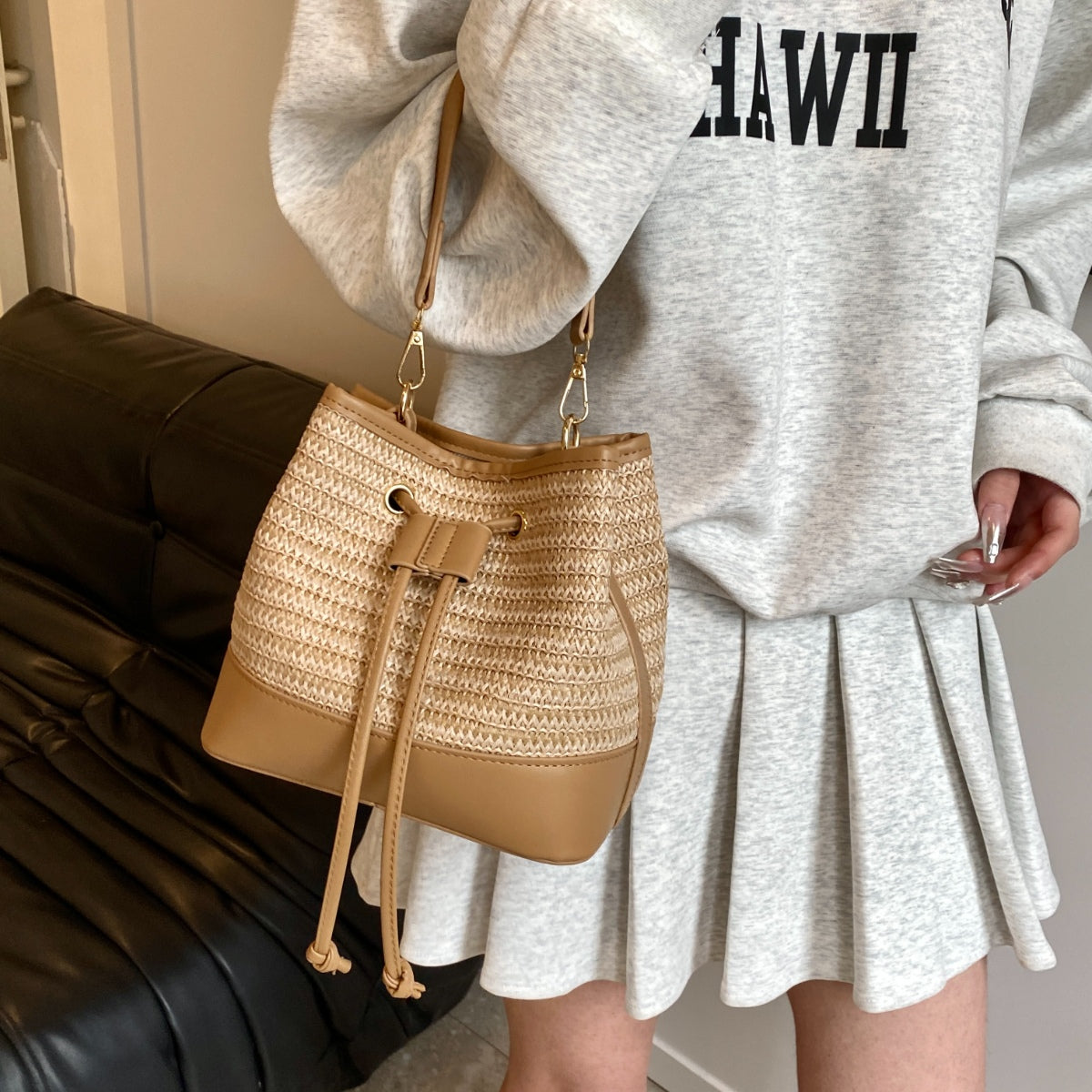 Straw Braided Shoulder Bag - All Mine Now Clothing