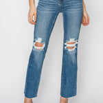 RISEN High Rise Distressed Ankle Jeans Trendsi