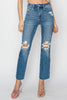 RISEN High Rise Distressed Ankle Jeans Trendsi