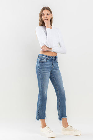 Lovervet Mid Rise Frayed Hem Jeans Trendsi