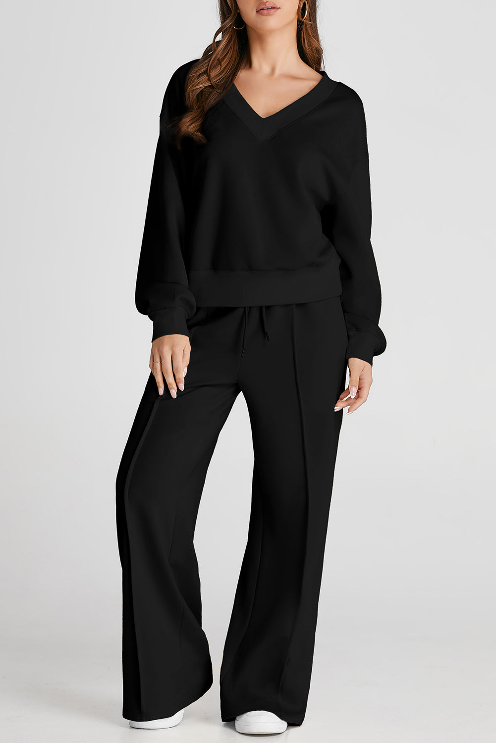 V-Neck Long Sleeve Top and Pants Active Set - All Mine Now Clothing