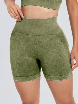 Washed High Waist Active Shorts - All Mine Now Clothing