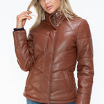 Snobbish Pocketed Zip Up Turtleneck Puffer Jacket - All Mine Now Clothing