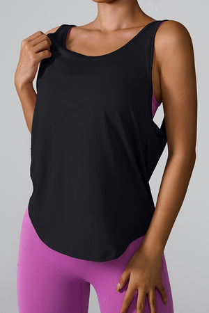 Crisscross Round Neck Active Tank - All Mine Now Clothing