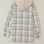 Plaid Removable Hood Button Up Shacket - All Mine Now Clothing