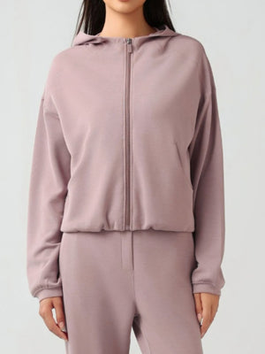 Millennia Zip Up Dropped Shouder Active Hooded - All Mine Now Clothing