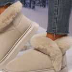 Faux Fur Round Toe Platform Boots