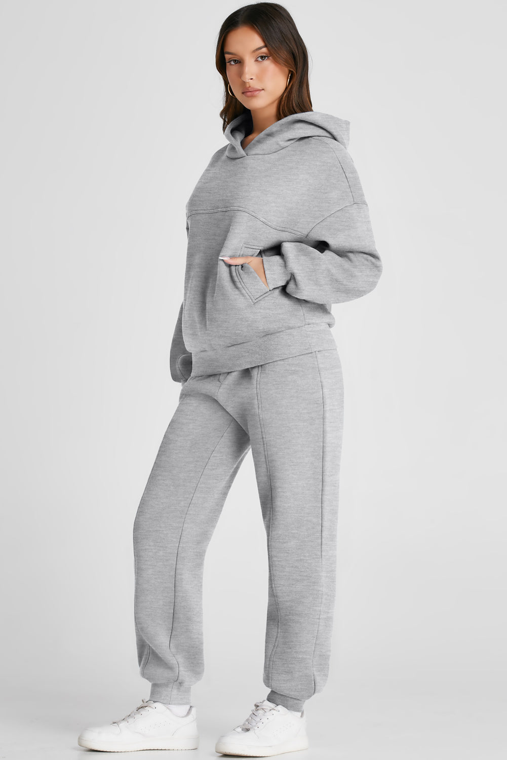 Dropped Shoulder Long Sleeve Hoodie and Pants Active Set - All Mine Now Clothing