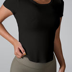 Cutout Round Neck Short Sleeve Active T-Shirt - All Mine Now Clothing