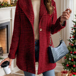 Plaid Collared Neck Long Sleeve Jacket - All Mine Now Clothing